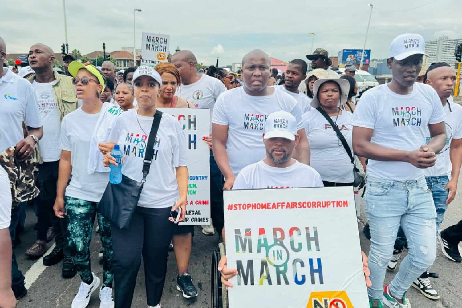 March in March demonstration with citizens wearing movement t-shirts